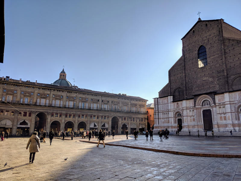 an image of a relatively empty Italian square